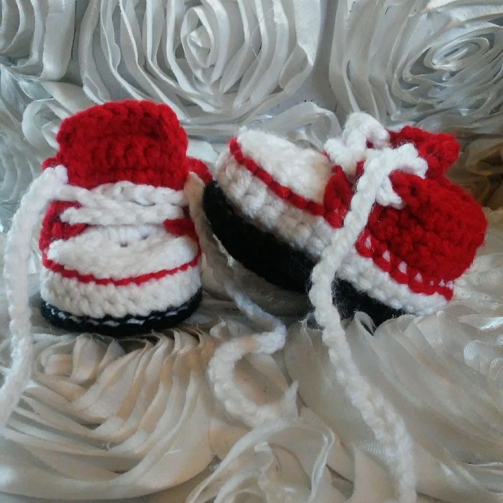 Handmade crochet baby sneakers